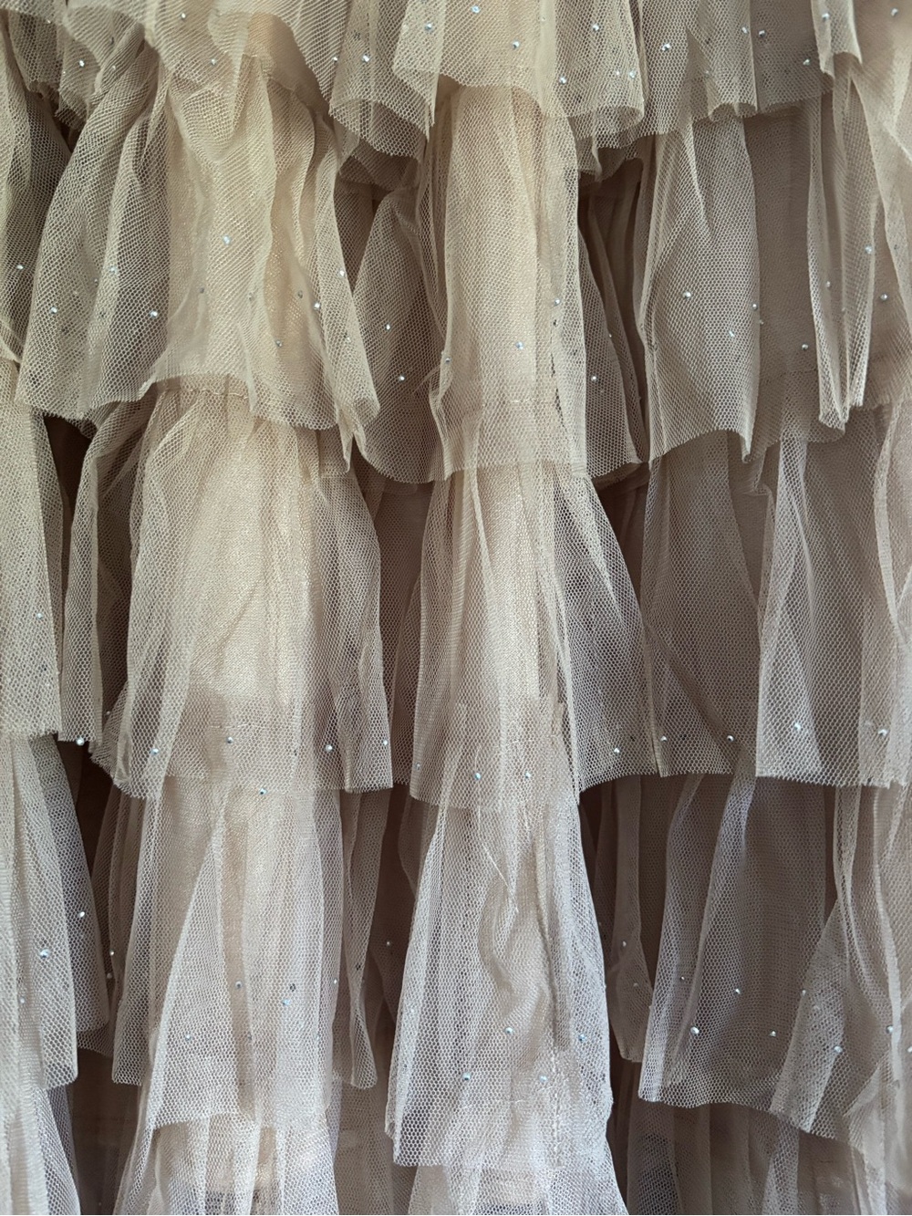 Chicwish Tiered Ruffle Tulle Skirt in Tan - Picture 3 of 3